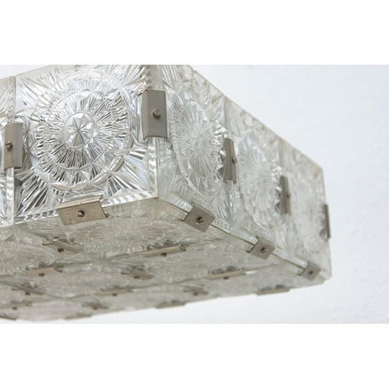 Image 1 of Suspension vintage en verre et acier chromé par Kamenický Šenov, Tchécoslovaquie 1970