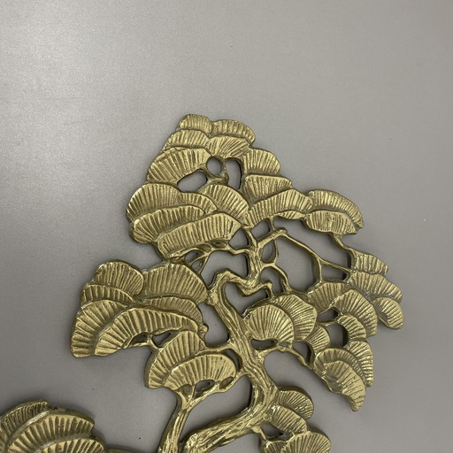 Objet mural vintage moderniste en laiton Décoration Sculpture Bonsai, Allemagne, 1960S
