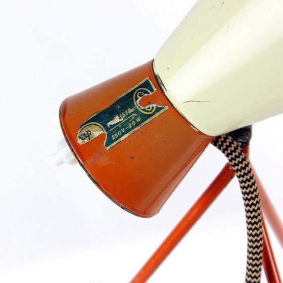 Image 1 of Lampe de table vintage modèle 1816 en métal crème et orange par Josef Hurka pour Napako, Tchécoslovaquie 1950