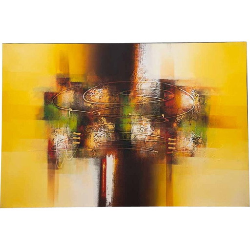 Peinture acrylique vintage sur toile, Italie 2000