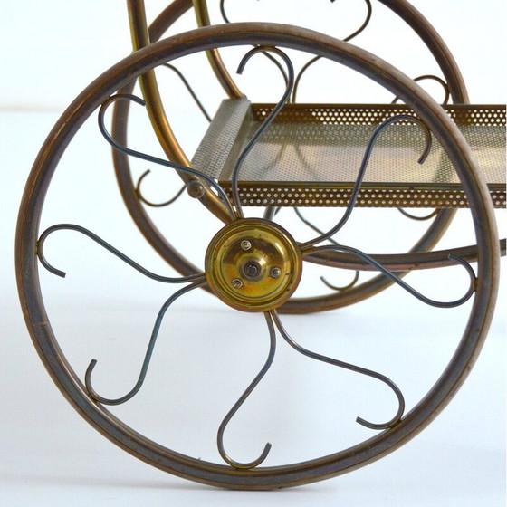 Image 1 of Chariot de service vintage en laiton et verre par Josef Frank pour Svenskt Tenn, Suède