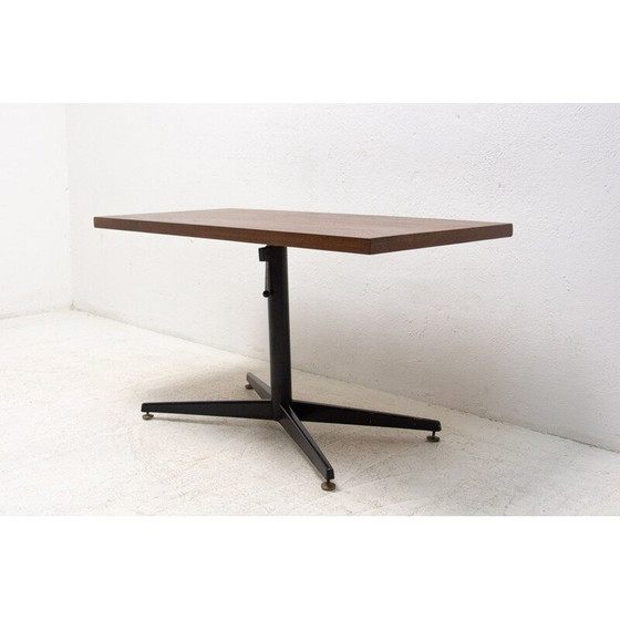 Image 1 of Table basse réglable vintage en placage de bois, Tchécoslovaquie 1970