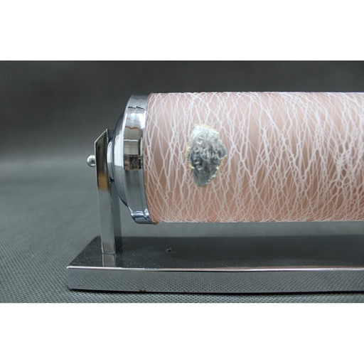 Lampe murale vintage Bauhaus en verre rose, Tchécoslovaquie 1930