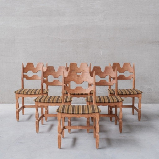 Ensemble de 6 chaises de salle à manger Razor en bois de chêne danois, années 1960