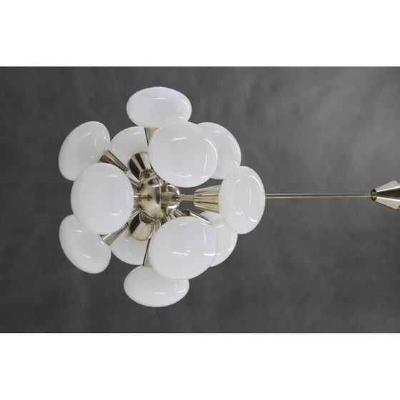 Image 1 of Lustre vintage chromé à 12 flammes de Sputnik, Tchécoslovaquie, années 1970