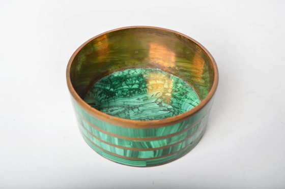 Image 1 of Boîte vintage en malachite et laiton
