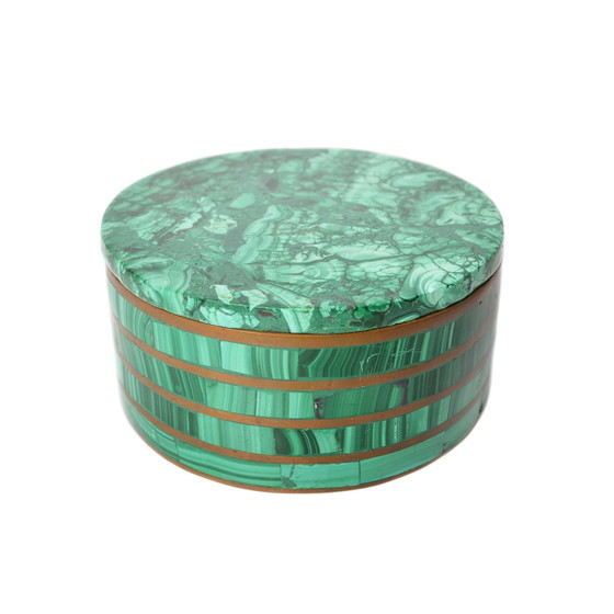 Image 1 of Boîte vintage en malachite et laiton