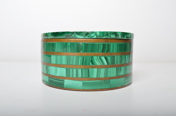 Image 1 of Boîte vintage en malachite et laiton