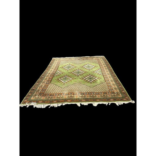 Tapis berbère vintage en laine verte, Tunisie 1970