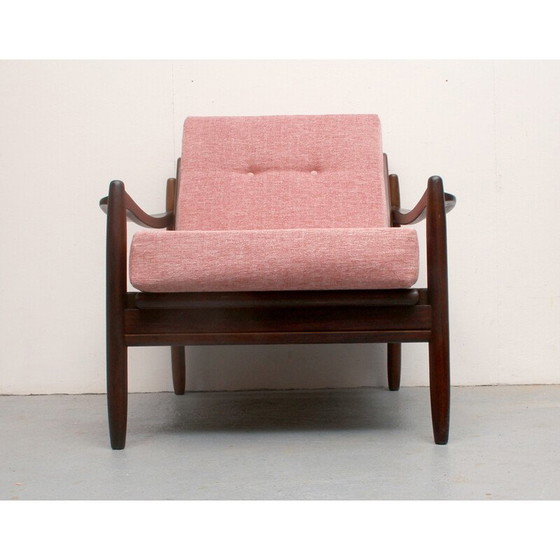 Image 1 of Fauteuil vintage en bois massif rose pâle, 1960
