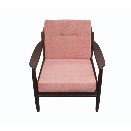 Image 1 of Fauteuil vintage en bois massif rose pâle, 1960