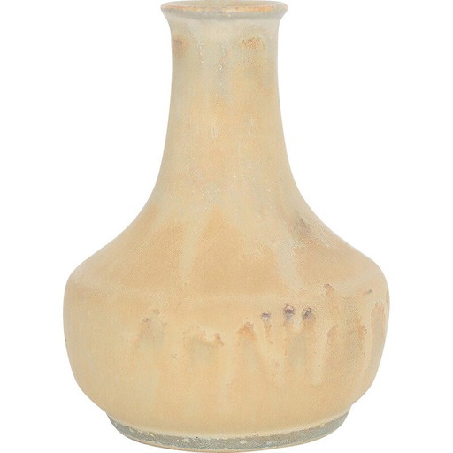 Vase de collection vintage en grès brun sable par Gunnar Borg pour Höganäs Ceramics, Suède 1960