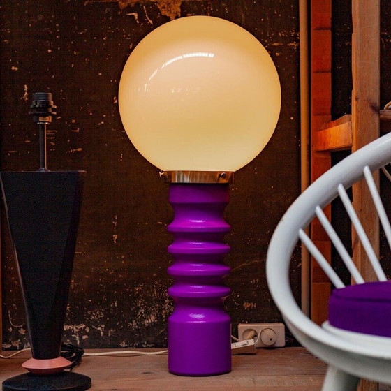 Image 1 of Lampe de table vintage en verre au lait blanc par Cari Zalloni pour Steuler, Allemagne 1960