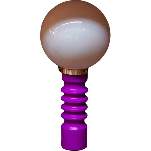 Lampe de table vintage en verre au lait blanc par Cari Zalloni pour Steuler, Allemagne 1960