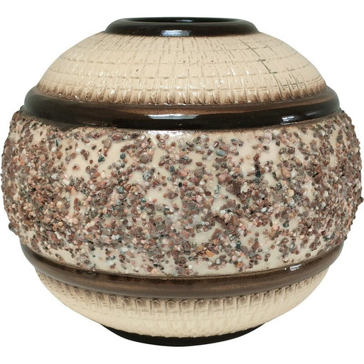 Vase boule vintage en céramique Art Déco
