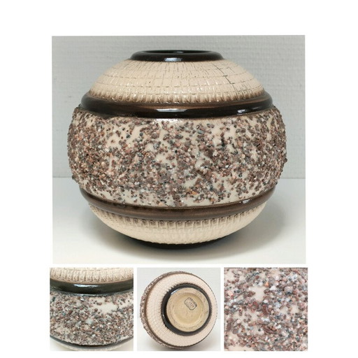 Vase boule vintage en céramique Art Déco