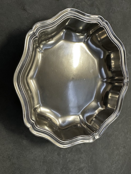 Plat Corbeille Chantourne - Étain D’ Art Sg - Diamètre 24 Cm / H 4 Cm