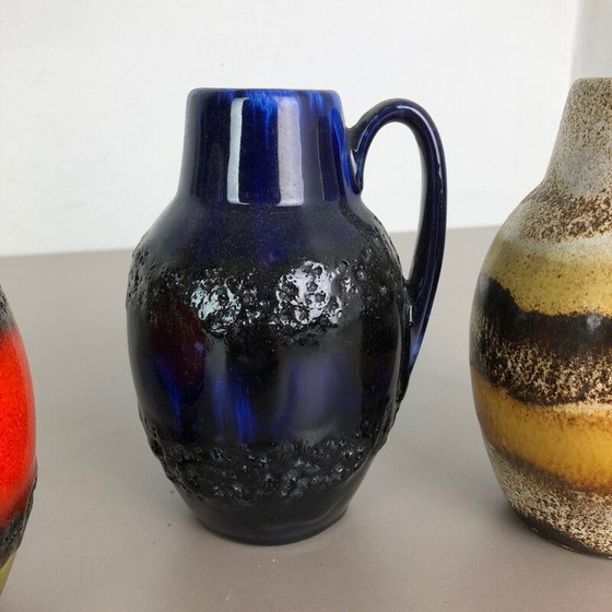 Image 1 of Ensemble de 5 vases vintage Fat Lava "414-16" par Scheurich, Allemagne