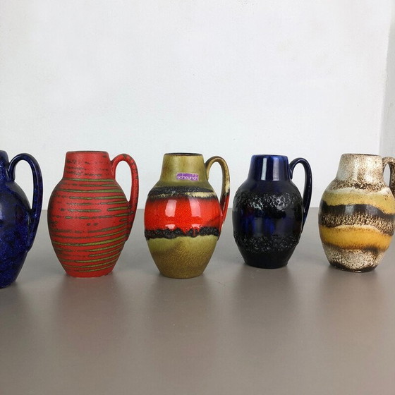 Image 1 of Ensemble de 5 vases vintage Fat Lava "414-16" par Scheurich, Allemagne
