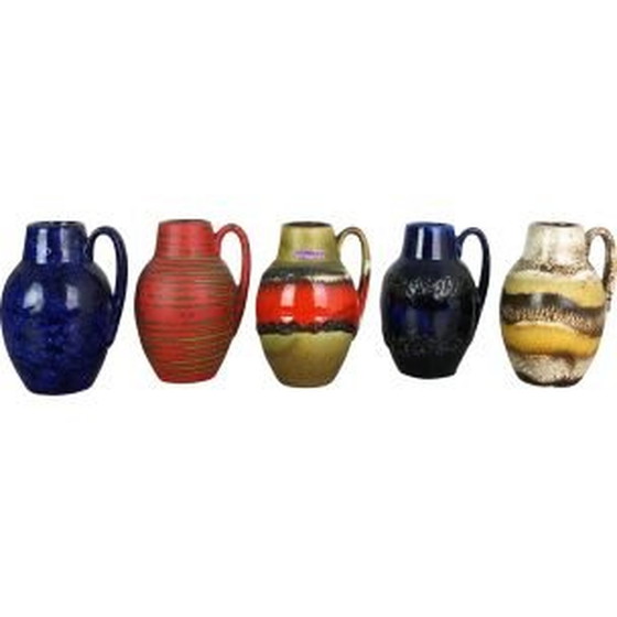 Image 1 of Ensemble de 5 vases vintage Fat Lava "414-16" par Scheurich, Allemagne