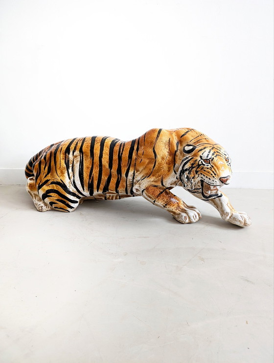 Image 1 of Statue du tigre accroupi Xl 1970's