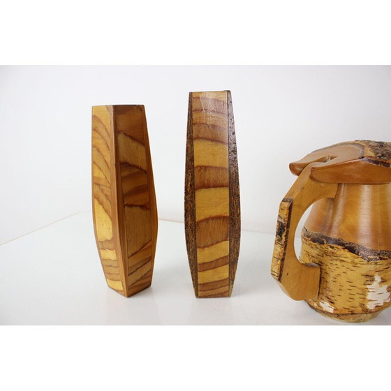 Image 1 of Objets en bois vintage faits à la main, Tchécoslovaquie 1950