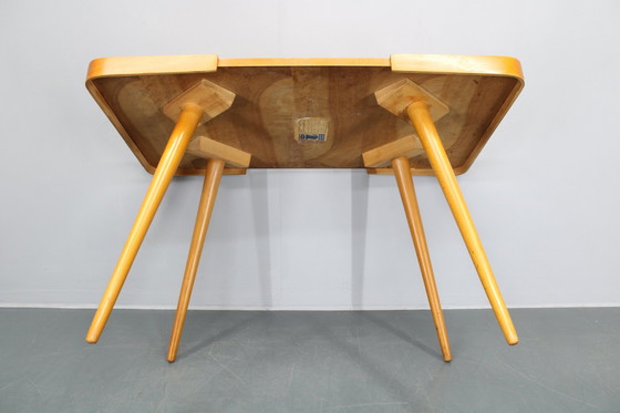 Image 1 of 1960S Table basse en hêtre avec plateau en verre , Tchécoslovaquie