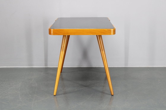 Image 1 of 1960S Table basse en hêtre avec plateau en verre , Tchécoslovaquie