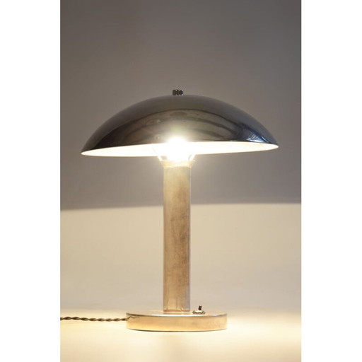 Lampe de table vintage art déco en argent, tchèque 1930