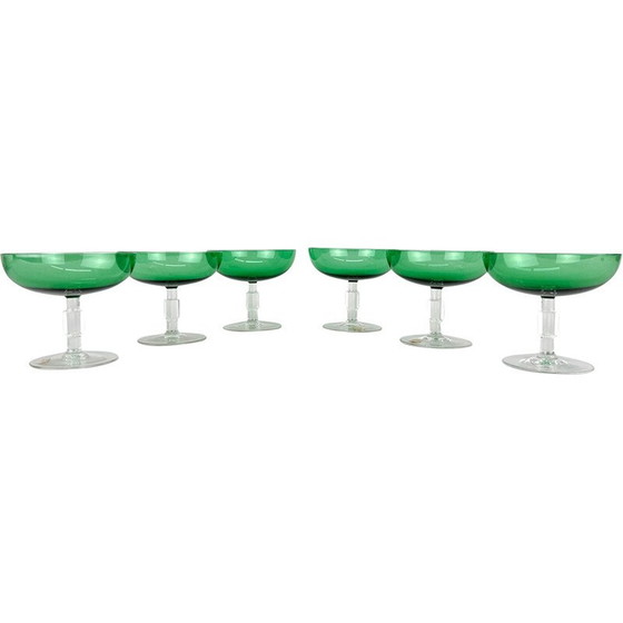 Image 1 of Ensemble de 6 verres à pied Art déco vintage, Tchécoslovaquie