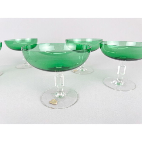 Image 1 of Ensemble de 6 verres à pied Art déco vintage, Tchécoslovaquie