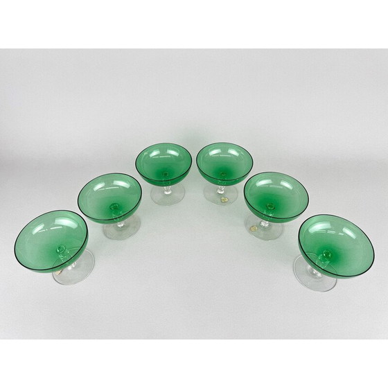 Image 1 of Ensemble de 6 verres à pied Art déco vintage, Tchécoslovaquie