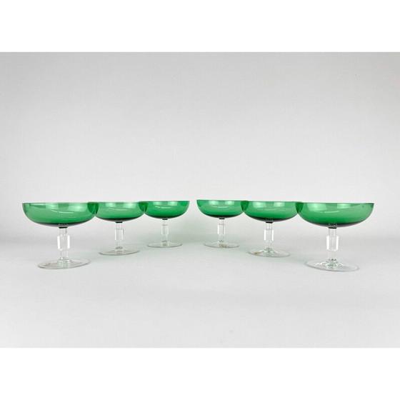 Image 1 of Ensemble de 6 verres à pied Art déco vintage, Tchécoslovaquie