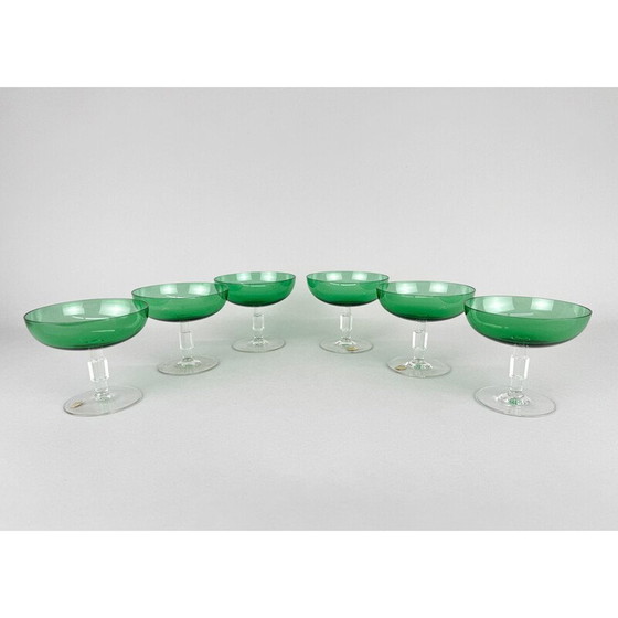 Image 1 of Ensemble de 6 verres à pied Art déco vintage, Tchécoslovaquie