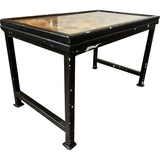 Table basse papillon vintage en bois et métal