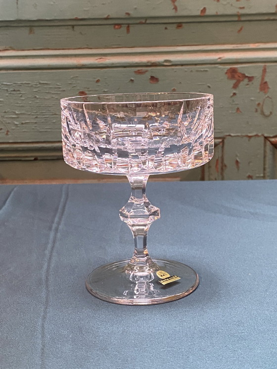 Image 1 of Set 7X verres à dessert ou à cocktail en cristal à taille profonde