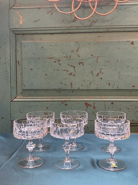 Image 1 of Set 7X verres à dessert ou à cocktail en cristal à taille profonde