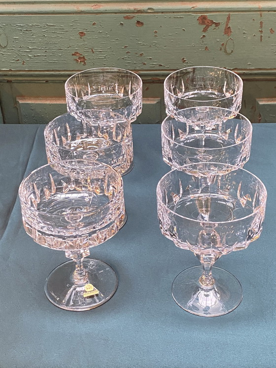 Image 1 of Set 7X verres à dessert ou à cocktail en cristal à taille profonde