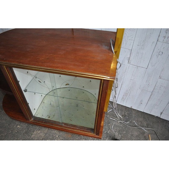 Image 1 of Bar vintage en noyer avec lampe, 1950