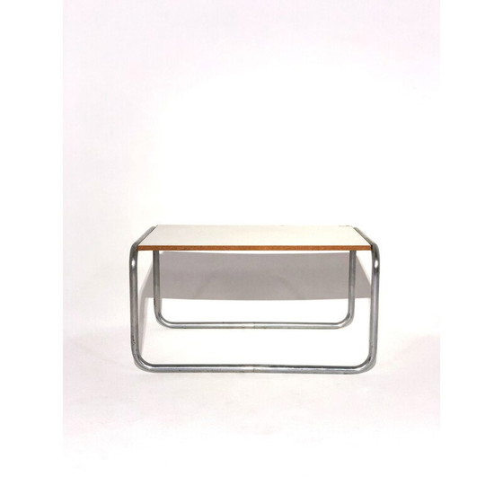 Image 1 of Table basse vintage en contreplaqué et aluminium chromé