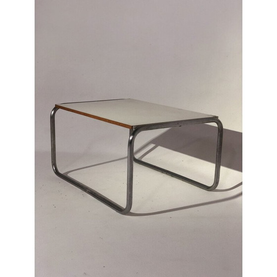 Image 1 of Table basse vintage en contreplaqué et aluminium chromé