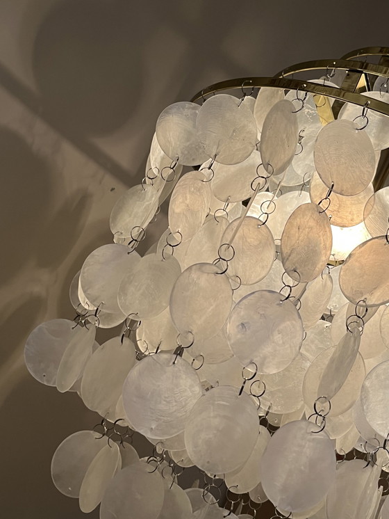 Image 1 of Set de 2 lampes suspendues lampes capiz shell opaline pearl gold frame