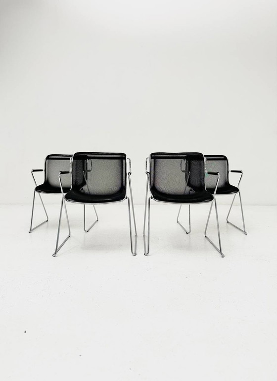 Image 1 of Set De 4 Chaises Empilables Pénélope De Charles Pollock Pour Anonima Castelli, 1982