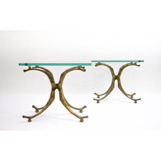 Image 1 of Paire de tables basses vintage "Hippocampus" en bronze par Willy Daro, 1970
