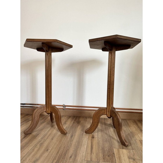 Image 1 of Paire de guéridons hexagonaux marquetés vintage