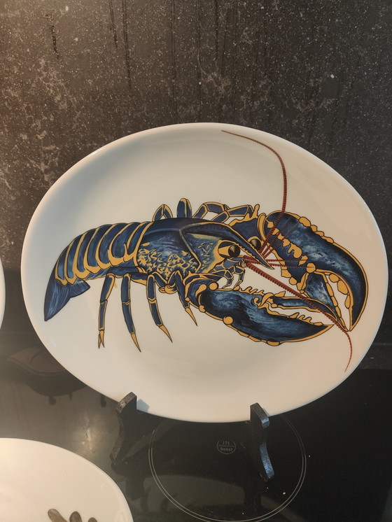 Image 1 of Pillivuyt France Decor Grand Feu Blue Lobster (2) And Raie (1)