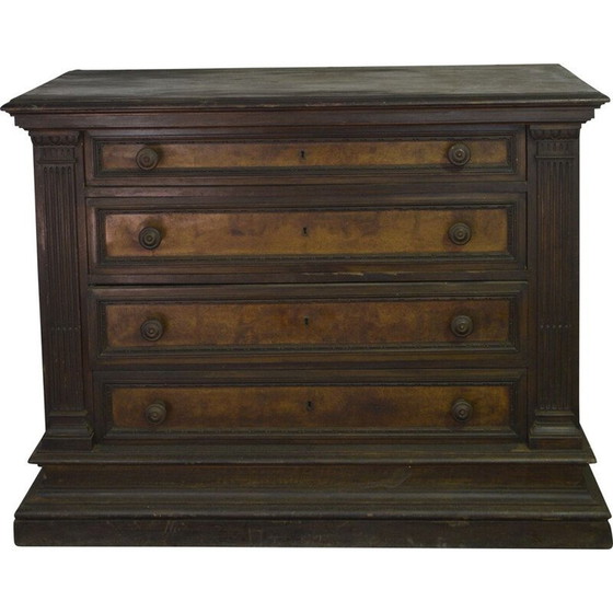 Image 1 of Commode vintage en noyer à 4 tiroirs, Italie 1930