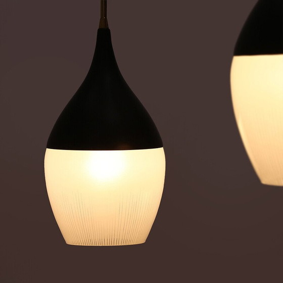 Image 1 of Lustre vintage en laiton avec 3 gouttes, Italie 1950