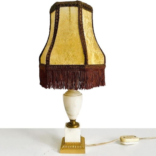Lampe vintage en marbre, abat-jour baroque