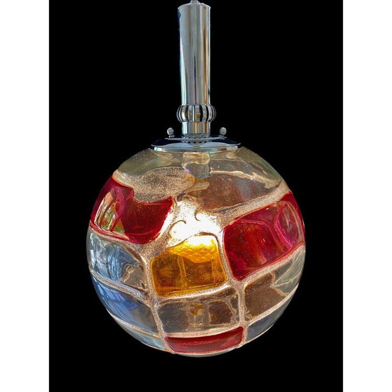 Image 1 of Suspension globe vintage en verre de Murano Mazzega, 1970